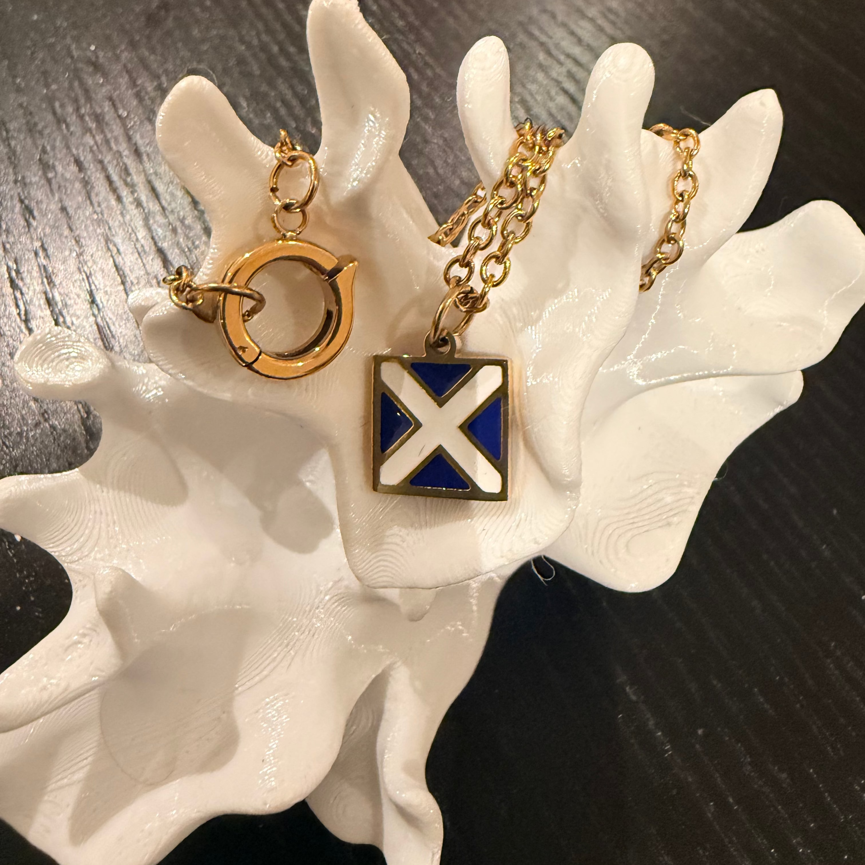 Nautical Alphabet Flag Charm Necklace - Letter M